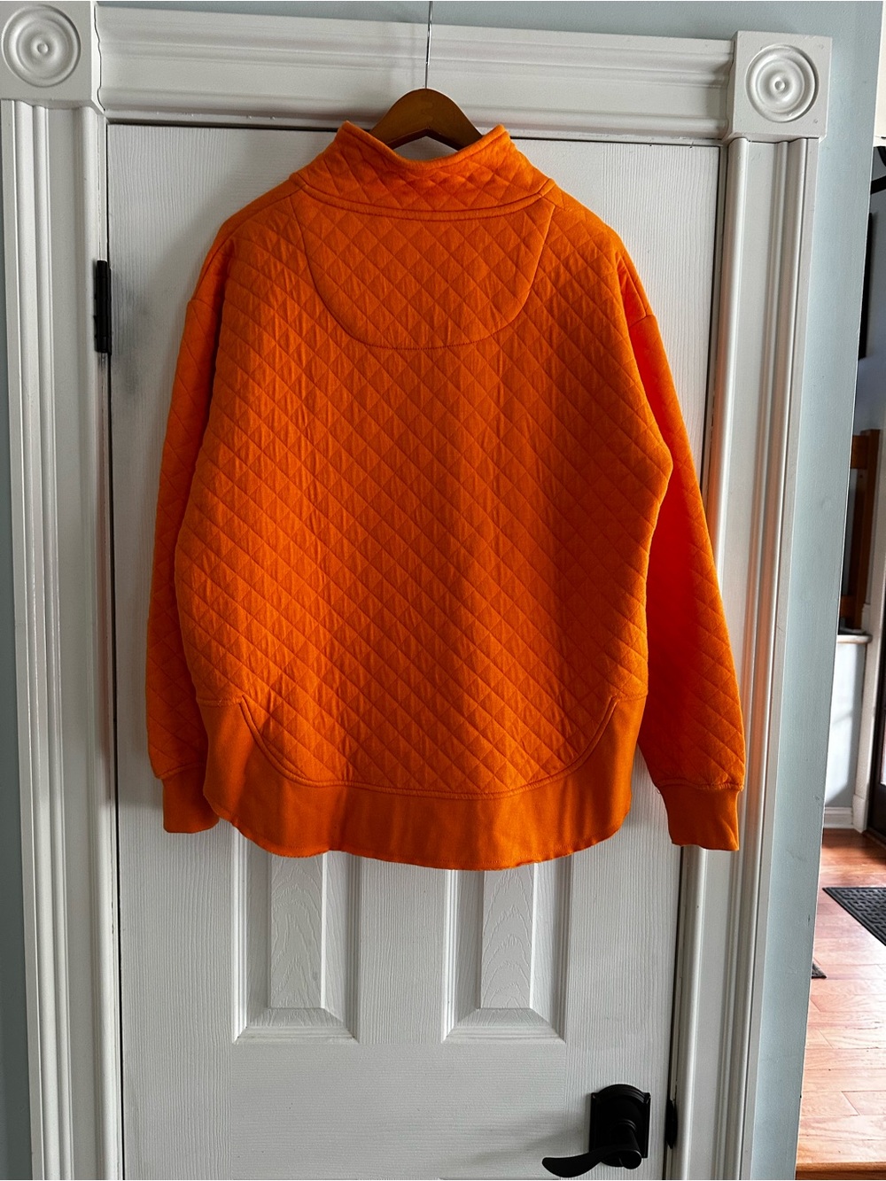 Pressbox Orange Quilted Half-Zip Pullover with White 'T' Logo - Picture 2 of 4